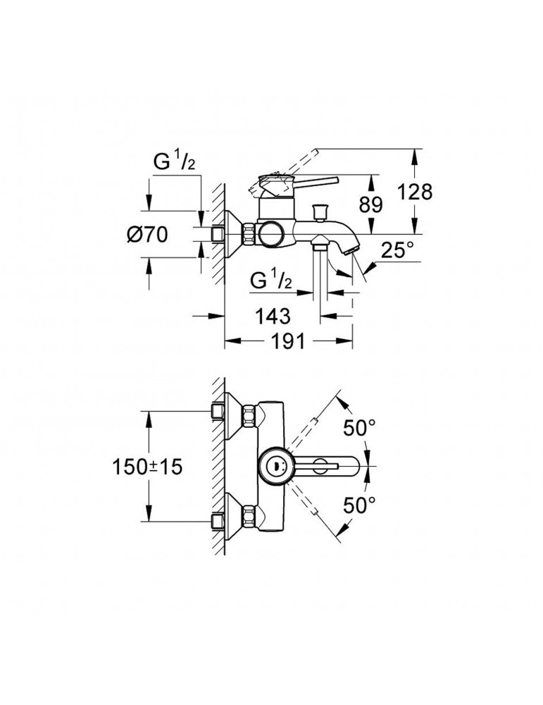 Змішувач для ванни Grohe BauClassic 32865000 | купити | SilverGoose.com.ua.com.ua
