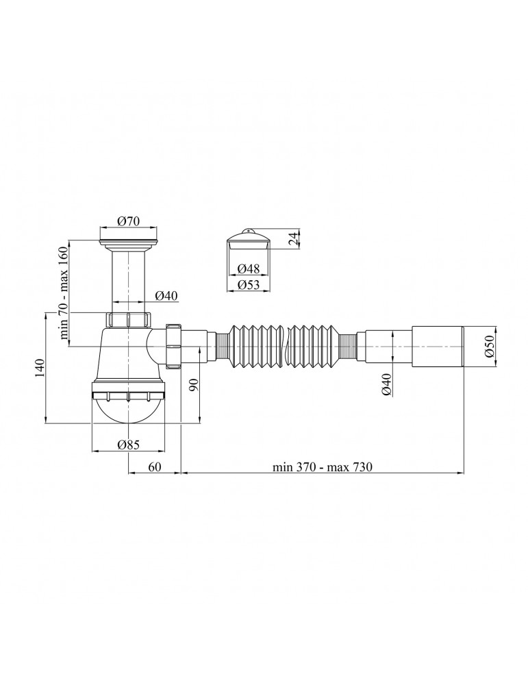 Сифон для раковини Kroner KRP - TB01 1 1/2"х40/50 мм | купити | SilverGoose.com.ua.com.ua