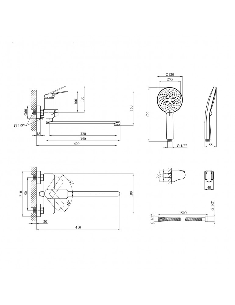 Змішувач для ванни Kroner KRP Graz - GRP070 | купити | SilverGoose.com.ua.com.ua