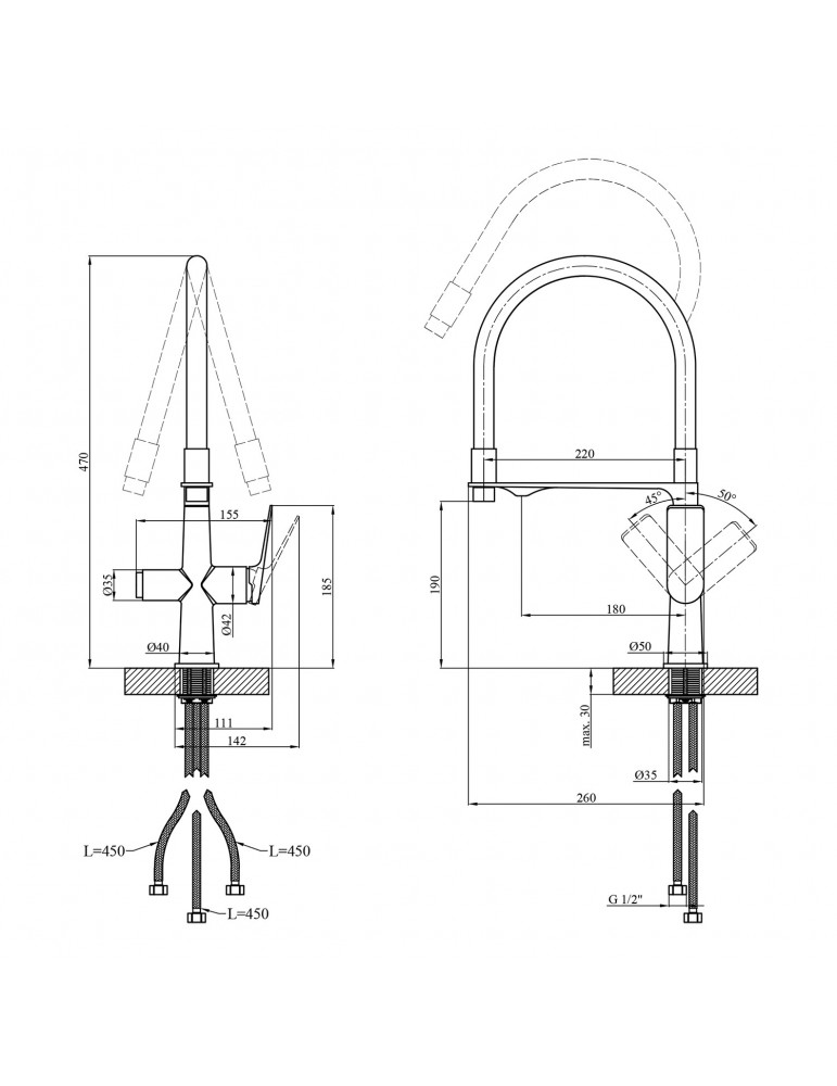 Змішувач для кухні Kroner KRP Graz - GRP03815 | купити | SilverGoose.com.ua.com.ua