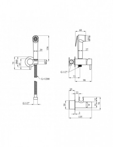 Набір для гігієнічного душу прихованого монтажу зі змішувачем Kroner KRP Bidet - C082 | купити | SilverGoose.com.ua.com.ua