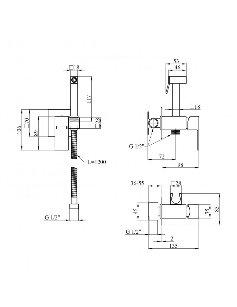 Набір для гігієнічного душу прихованого монтажу зі змішувачем Kroner KRP Bidet - C083 | купити | SilverGoose.com.ua.com.ua