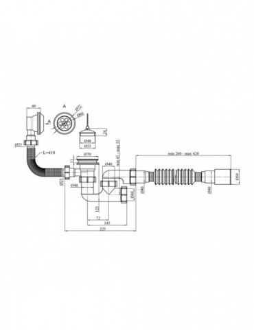 Сифон для ванни Kroner KRP - BS03 1 1/2"х40/50 мм з переливом та ревізією | купити | SilverGoose.com.ua.com.ua