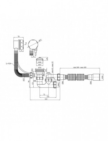Сифон для ванни Kroner KRP - BS05P 1 1/2"х40/50 мм з системою Сlick-Сlack, з переливом та ревізією | купити | SilverGoose.com.ua