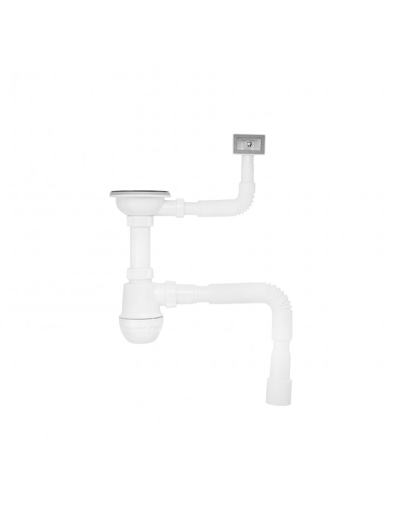 Сифон для кухонної мийки Kroner KRP - KS02 3 1/2"х40/50 мм з квадратним переливом | купити | SilverGoose.com.ua.com.ua