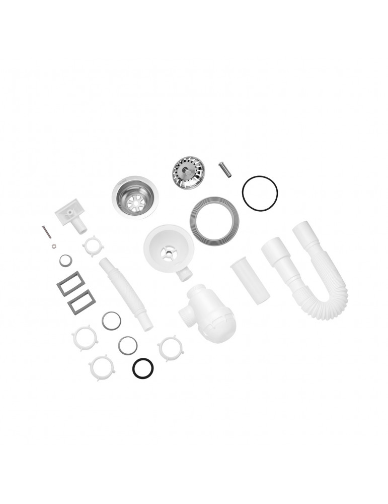 Сифон для кухонної мийки Kroner KRP - KS02 3 1/2"х40/50 мм з квадратним переливом | купити | SilverGoose.com.ua.com.ua