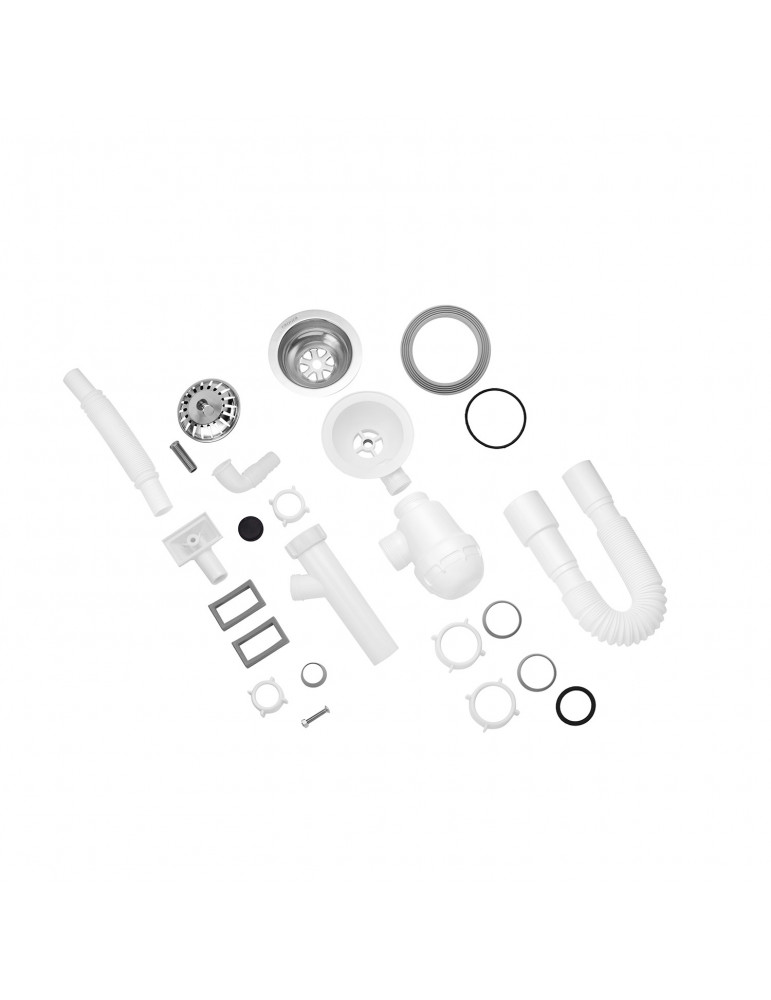 Сифон для кухонної мийки Kroner KRP - KS02-1 3 1/2"х40/50 мм з відводом для пральної машини, з квадратним переливом | купити | S