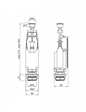 Зливний клапан для бачка унітаза Kroner KRP - SB68 з одинарною кнопкою | купити | SilverGoose.com.ua.com.ua