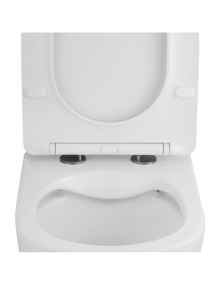 Унітаз підвісний Kroner KRP - A534UF Rimless 410х355х555 мм, сидіння Slim Duroplast / Soft-close / Quick relase | купити | Silve