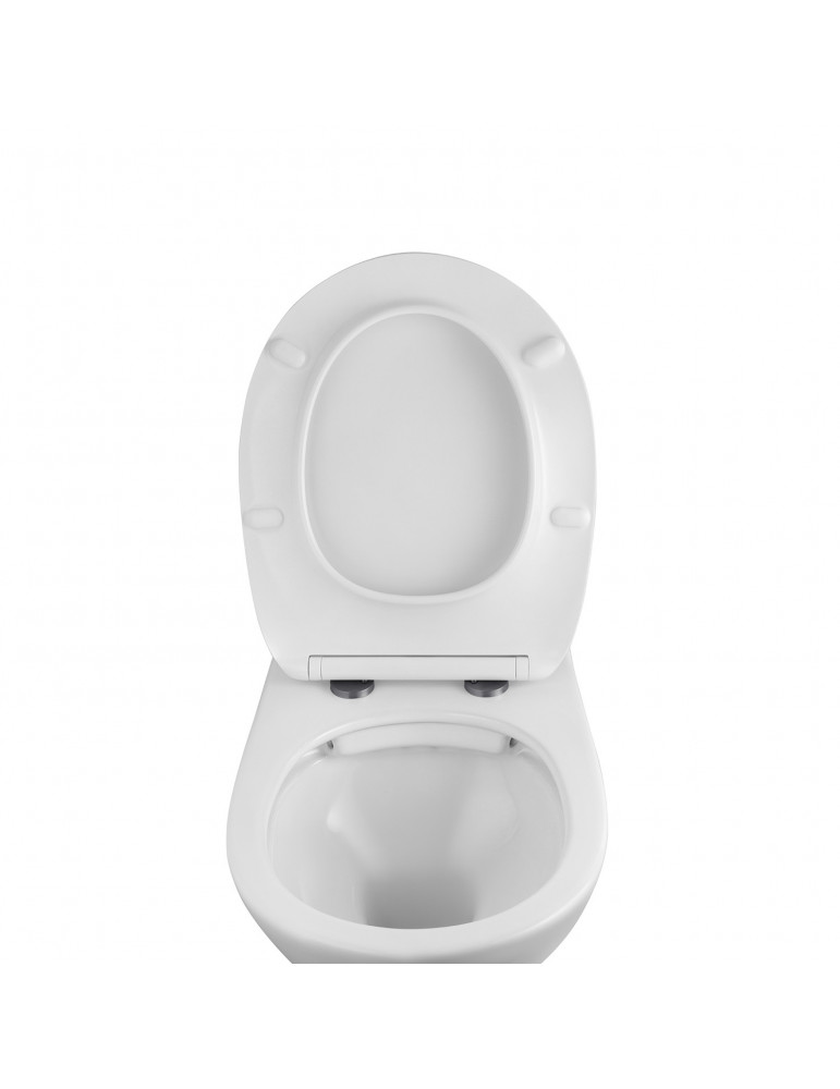 Унітаз підвісний Kroner KRP - A534UF Rimless 410х355х555 мм, сидіння Slim Duroplast / Soft-close / Quick relase | купити | Silve