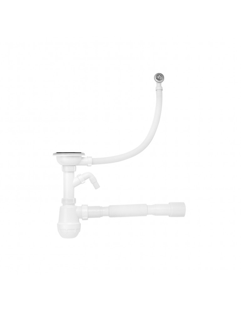 Сифон для кухонної мийки Kroner KRP - KS02R-1 3 1/2"х40/50 мм з відводом для пральної машини, з круглим переливом | купити | Sil