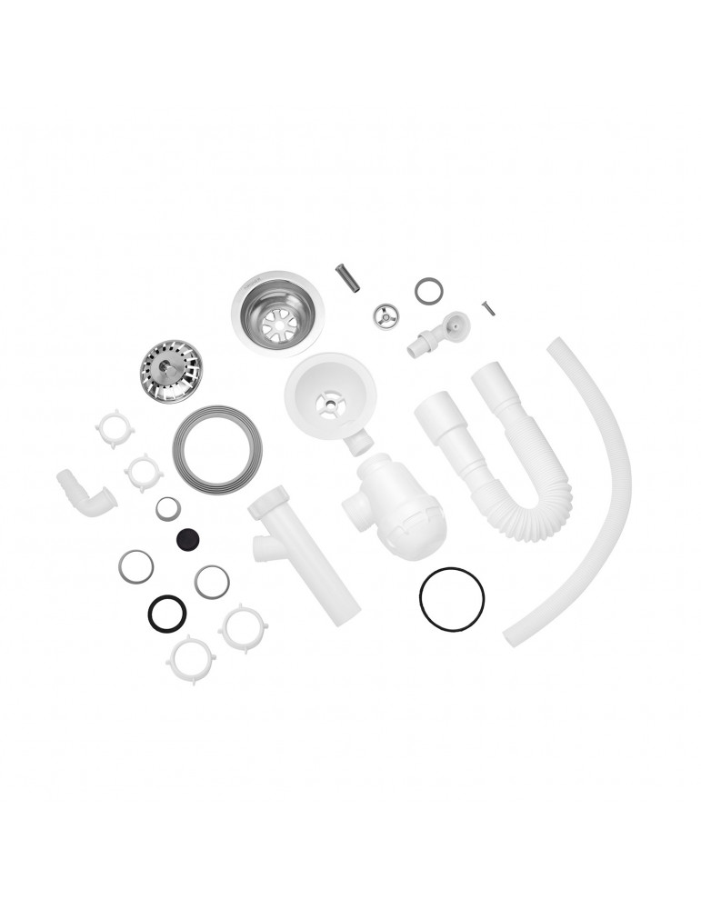 Сифон для кухонної мийки Kroner KRP - KS02R-1 3 1/2"х40/50 мм з відводом для пральної машини, з круглим переливом | купити | Sil