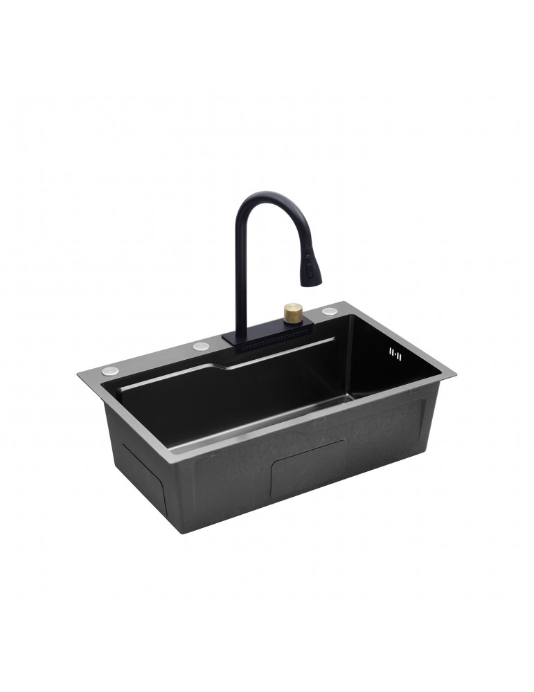 Кухонна мийка Kroner KRP Schwarze - SET7546HM PVD (3.0/0.7 мм) | купити | SilverGoose.com.ua.com.ua