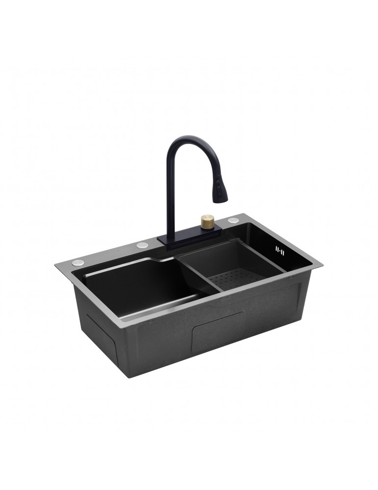 Кухонна мийка Kroner KRP Schwarze - SET7546HM PVD (3.0/0.7 мм) | купити | SilverGoose.com.ua.com.ua