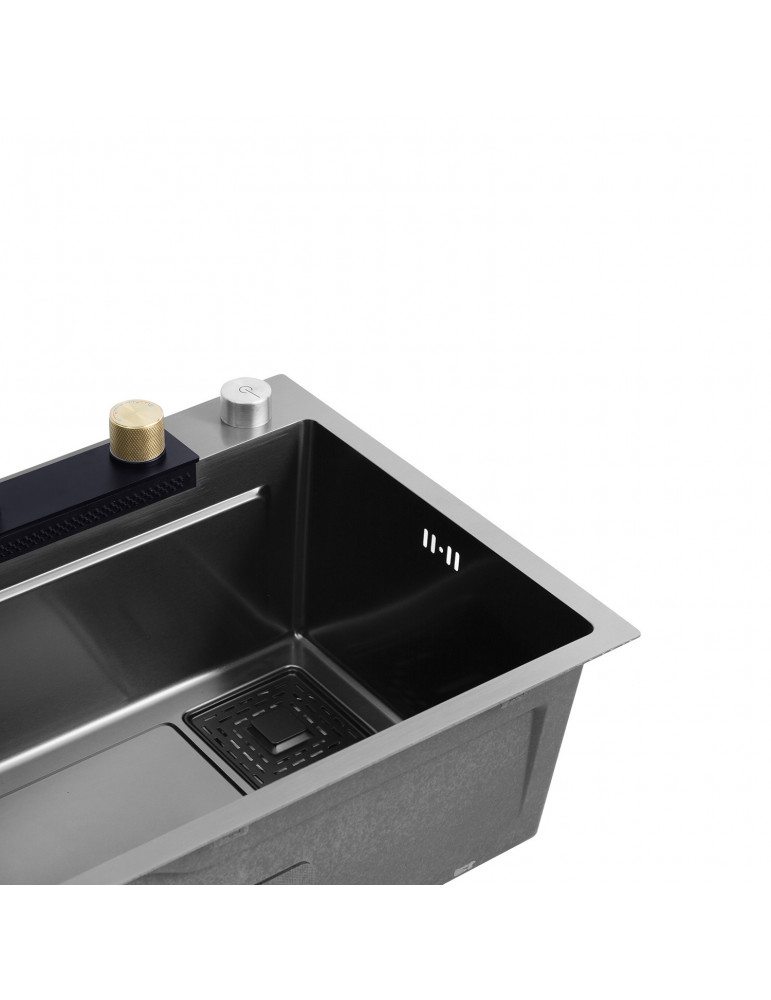 Кухонна мийка Kroner KRP Schwarze - SET7546HM PVD (3.0/0.7 мм) | купити | SilverGoose.com.ua.com.ua