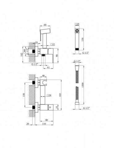 Набір для гігієнічного душу зі змішувачем Kroner KRP Edelstahl Kubus - CHR052 | купити | SilverGoose.com.ua.com.ua