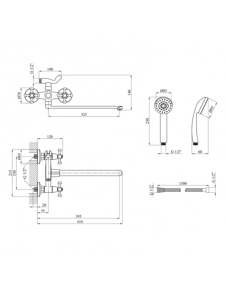 Змішувач для ванни Kroner KRM Rhein - C070 | купити | SilverGoose.com.ua.com.ua