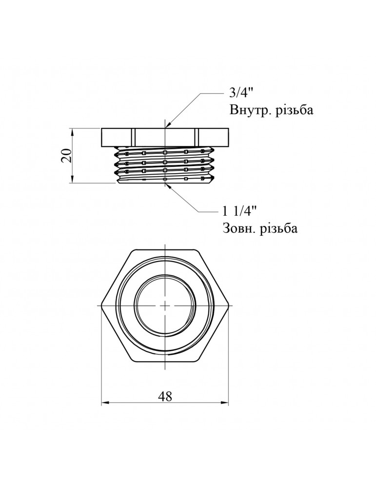 Футорка Nikiforov 3/4"х1 1/4" ВЗ нікель | купити | SilverGoose.com.ua.com.ua