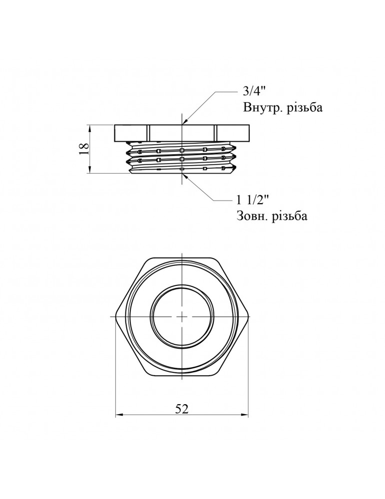 Футорка Nikiforov 3/4"х1 1/2" ВЗ нікель | купити | SilverGoose.com.ua.com.ua