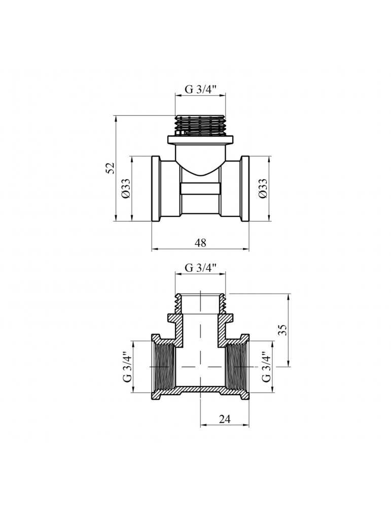 Трійник Nikiforov 3/4" ВЗВ нікель | купити | SilverGoose.com.ua.com.ua