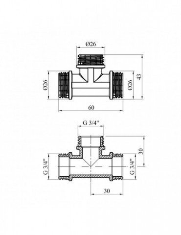 Трійник Nikiforov 3/4" ЗЗЗ нікель | купити | SilverGoose.com.ua.com.ua