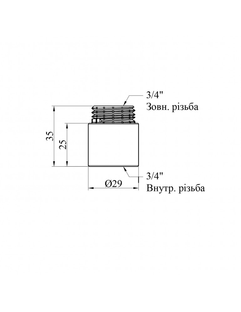 Подовжувач Nikiforov 3/4" ВЗ, L25 мм нікель | купити | SilverGoose.com.ua.com.ua