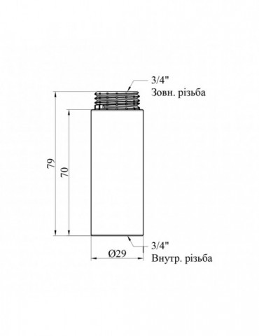 Подовжувач Nikiforov 1/2" ВЗ, L70 мм нікель | купити | SilverGoose.com.ua.com.ua