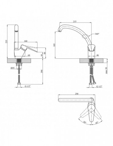 Змішувач для кухні Kroner KRM Elbe - C032 | купити | SilverGoose.com.ua.com.ua