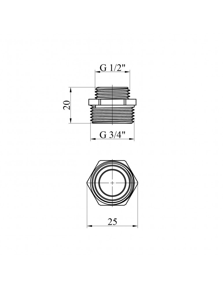 Ніпель перехідний Nikiforov 1/2"х3/4" ЗЗ нікель | купити | SilverGoose.com.ua.com.ua