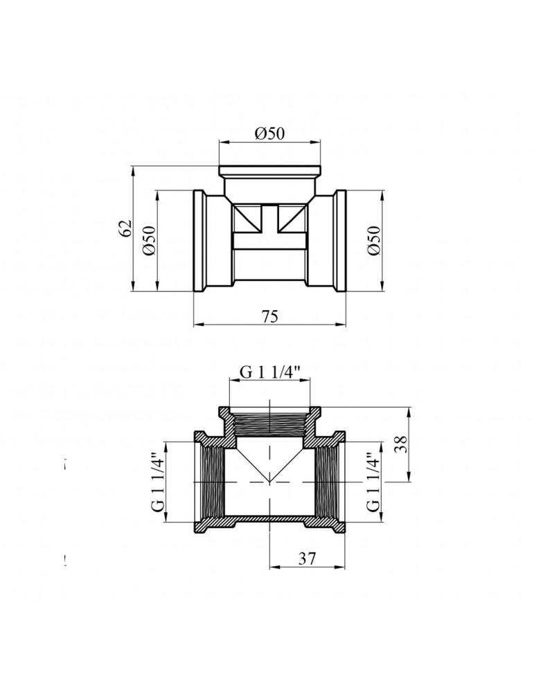 Трійник Nikiforov 1 1/4" ВВВ нікель | купити | SilverGoose.com.ua.com.ua