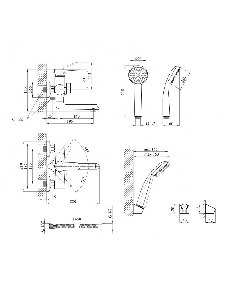 Змішувач для ванни Kroner KRM Elbe - N060 | купити | SilverGoose.com.ua.com.ua