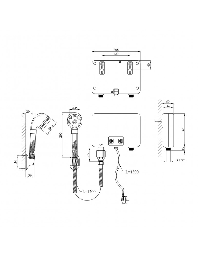 Проточний водонагрівач Kroner KRM Volt - CW200WMDS з дисплеєм | купити | SilverGoose.com.ua.com.ua