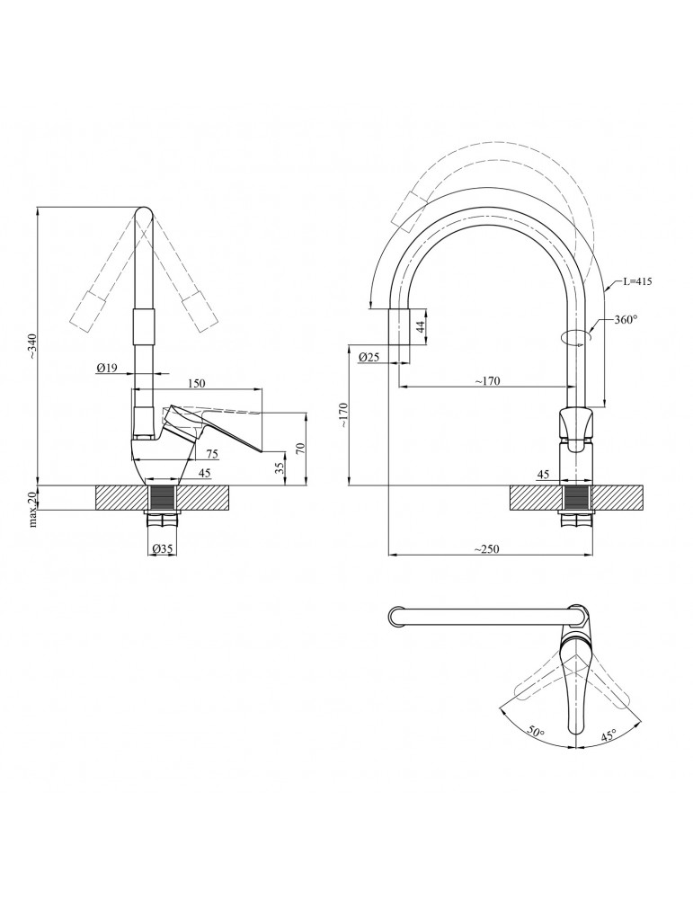 Змішувач для кухні з гнучким виливом Agua Leon - C039 | купити | SilverGoose.com.ua.com.ua
