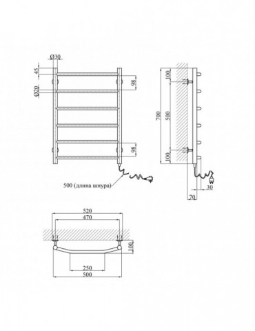 Сушарка для рушників електрична Kroner Трапеція ДТ09ER 700х500/5 ER | купити | SilverGoose.com.ua.com.ua