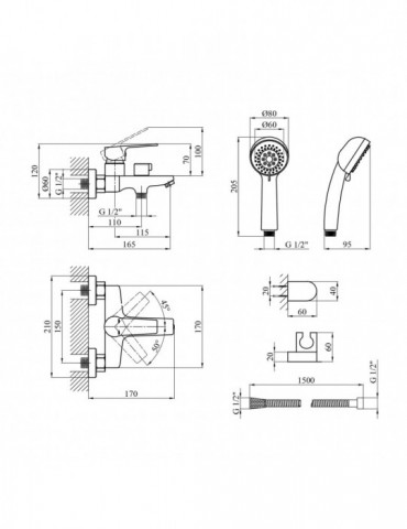 Змішувач для ванни Kroner KRP Hagen - C060 | купити | SilverGoose.com.ua.com.ua