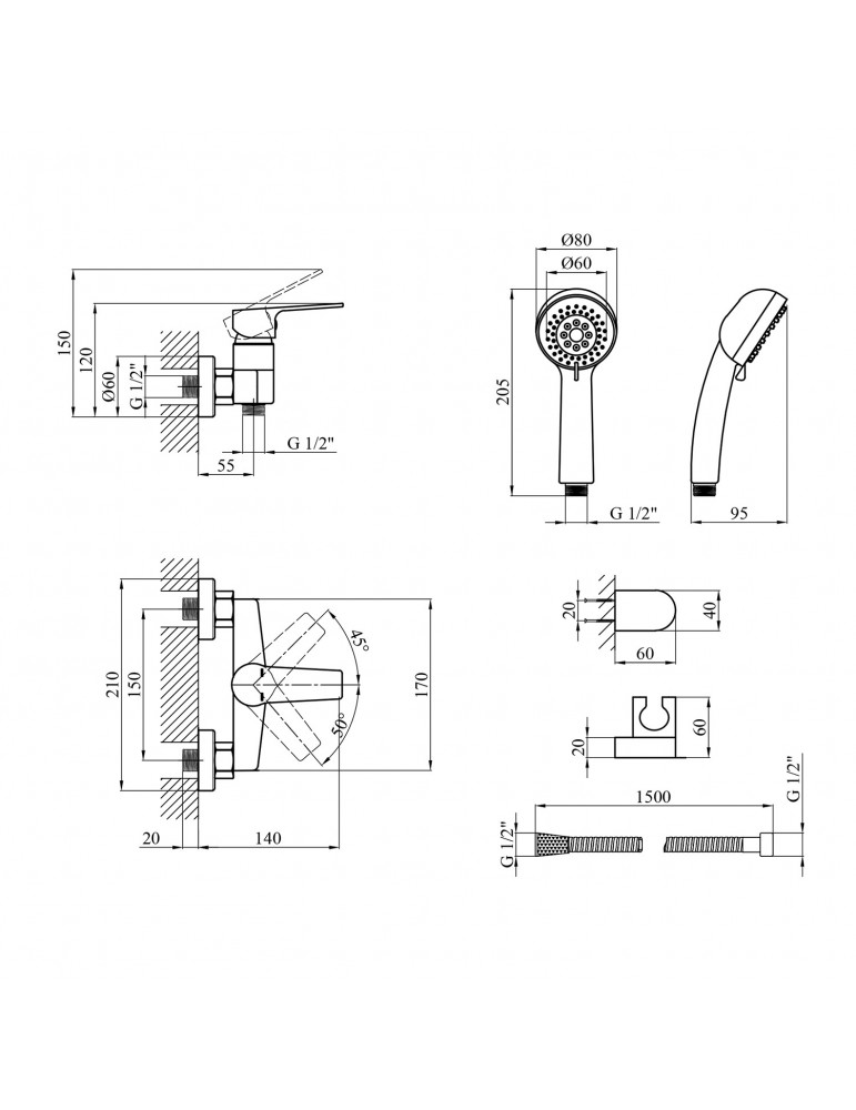 Змішувач для душу Kroner KRP Hagen - C050 | купити | SilverGoose.com.ua.com.ua