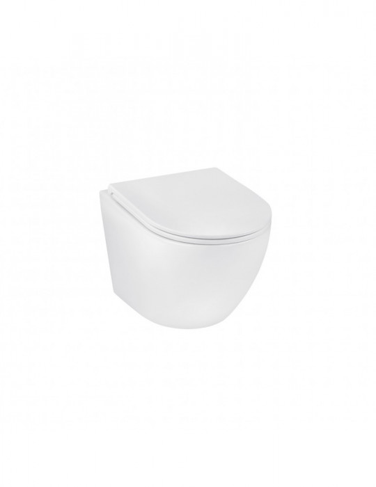 Унітаз підвісний Kroner Harz WHI493736 RIMLESS безобідковий з сидінням Slim Duroplast / Soft-close / Quick relase | купити | Sil