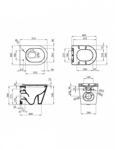 Унітаз підвісний Kroner Armada WHI513636 RIMLESS безобідковий з сидінням Slim Duroplast / Soft-close / Quick relase | купити | S