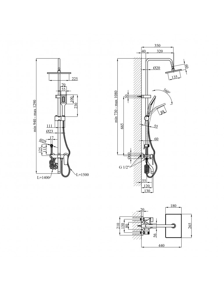 Душова система Agua Acero - AVION 06426NM | купити | SilverGoose.com.ua.com.ua
