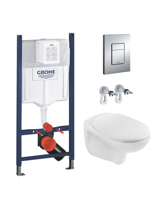 Комплект 4 в 1: Інсталяція Grohe Rapid SL 38840000 з панеллю змиву Even 38966000 + унітаз A534UF Rimless з сидінням Slim Soft Cl