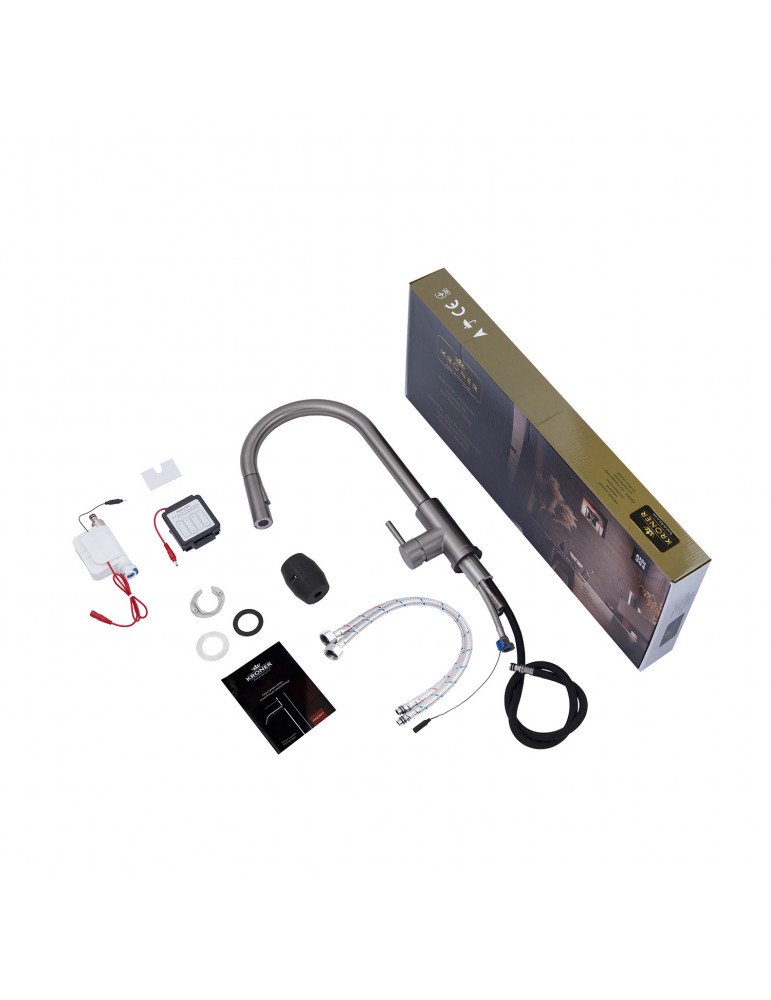 Змішувач для кухні з висувним виливом Kroner KRP Edelstahl Klassisch - PVD03916 сенсорний | купити | SilverGoose.com.ua.com.ua