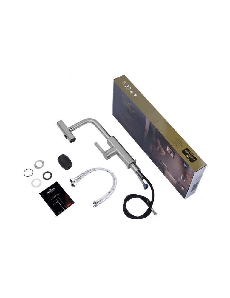 Змішувач для кухні з висувним виливом Kroner KRP Edelstahl Klassisch - ESG03918 | купити | SilverGoose.com.ua.com.ua