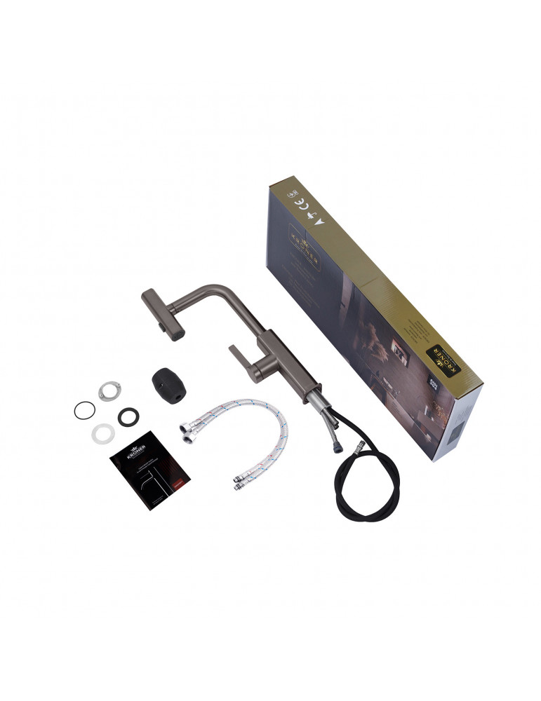 Змішувач для кухні з висувним виливом Kroner KRP Edelstahl Klassisch - PVD03918 | купити | SilverGoose.com.ua.com.ua