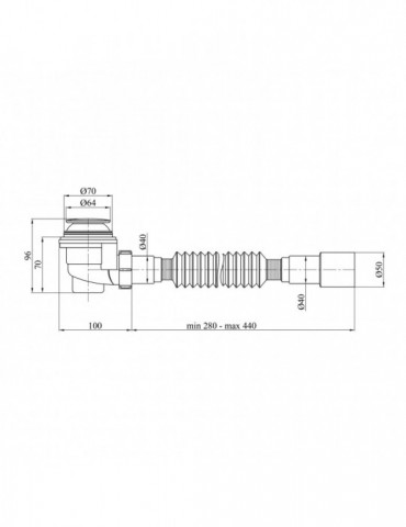 Сифон для душового піддона Kroner KRP - ST08 1 1/2"x60, D-64 з системою Сlick-Сlac, з гнучкою трубкою 40/50 мм | купити | Silver