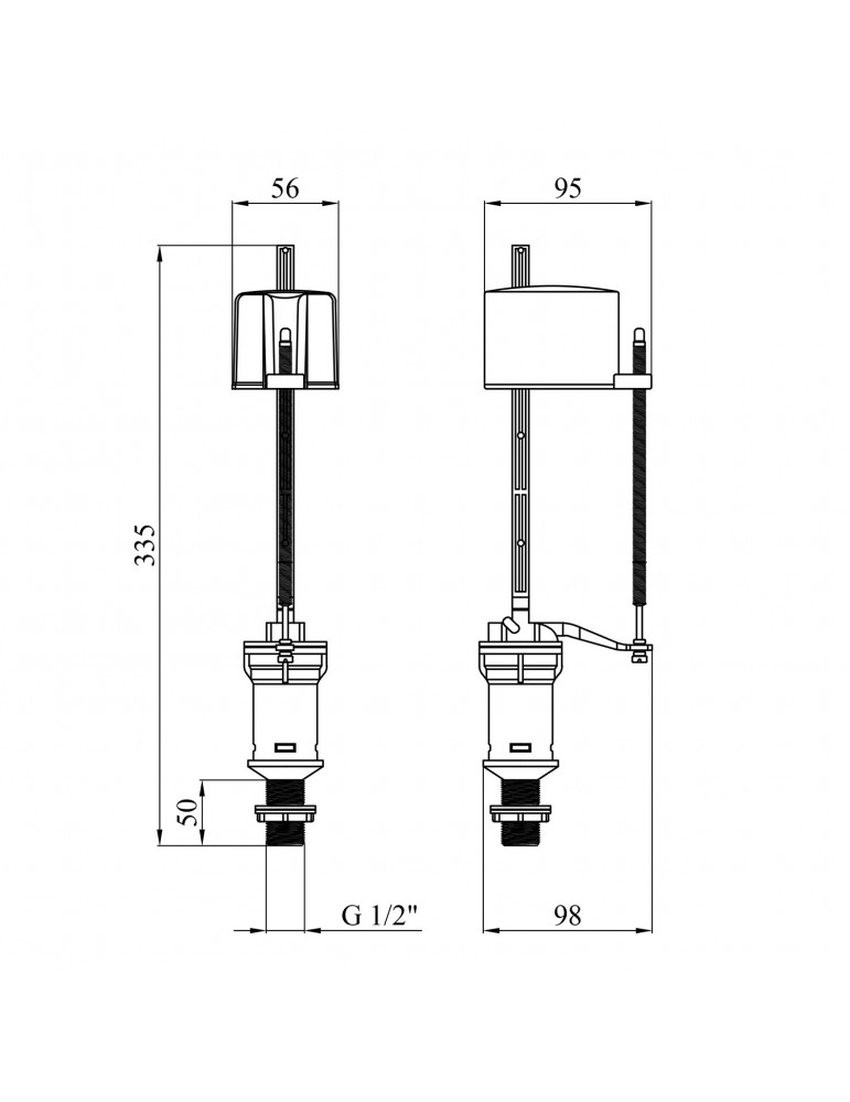 Наливний клапан для бачка унітаза Agua ВV01 з нижнім підведенням і пластиковою різьбою 1/2" | купити | SilverGoose.com.ua.com.ua