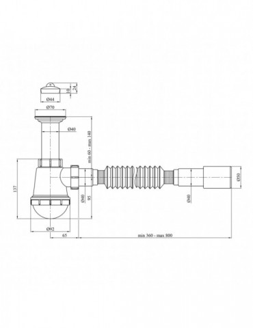Сифон для кухонної мийки Agua TW01 1 1/2"х40/50 мм з литим випуском | купити | SilverGoose.com.ua.com.ua