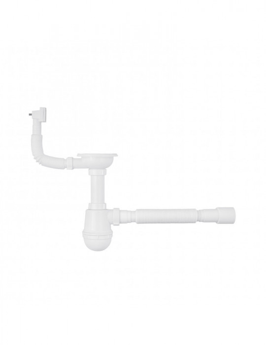 Сифон для кухонної мийки Agua KS02 3 1/2"х40/50 мм з різьбовим випуском, з квадратним переливом | купити | SilverGoose.com.ua.co