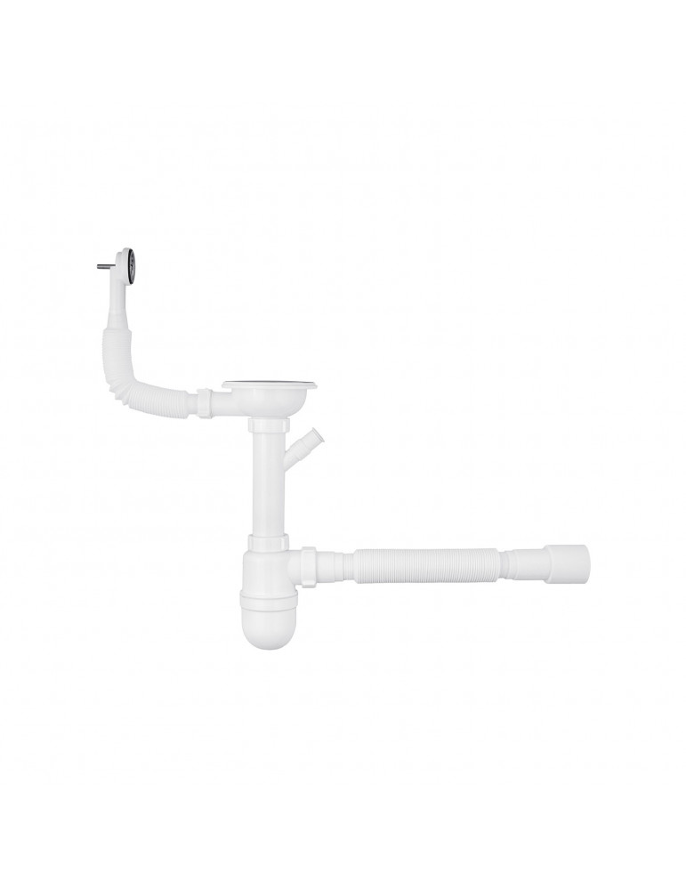 Сифон для кухонної мийки Agua KS02R-1 3 1/2''х40/50 мм з відводом для пральної машини, з круглим переливом | купити | SilverGoos