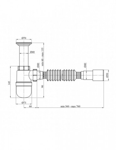 Сифон для раковини Agua TB01 1 1/2''х40/50 мм з литим випуском | купити | SilverGoose.com.ua.com.ua