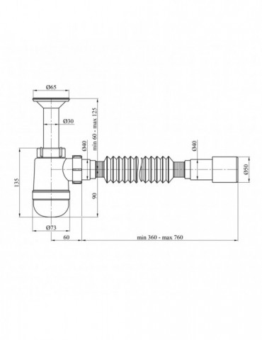 Сифон для раковини Agua TB06 1 1/4''х40/50 мм  з литим випуском | купити | SilverGoose.com.ua.com.ua